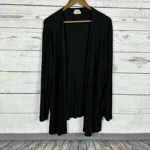 Hot Cotton Top Shirt Womens Large Black Stretch Casual Cardigan Capsule Minimal